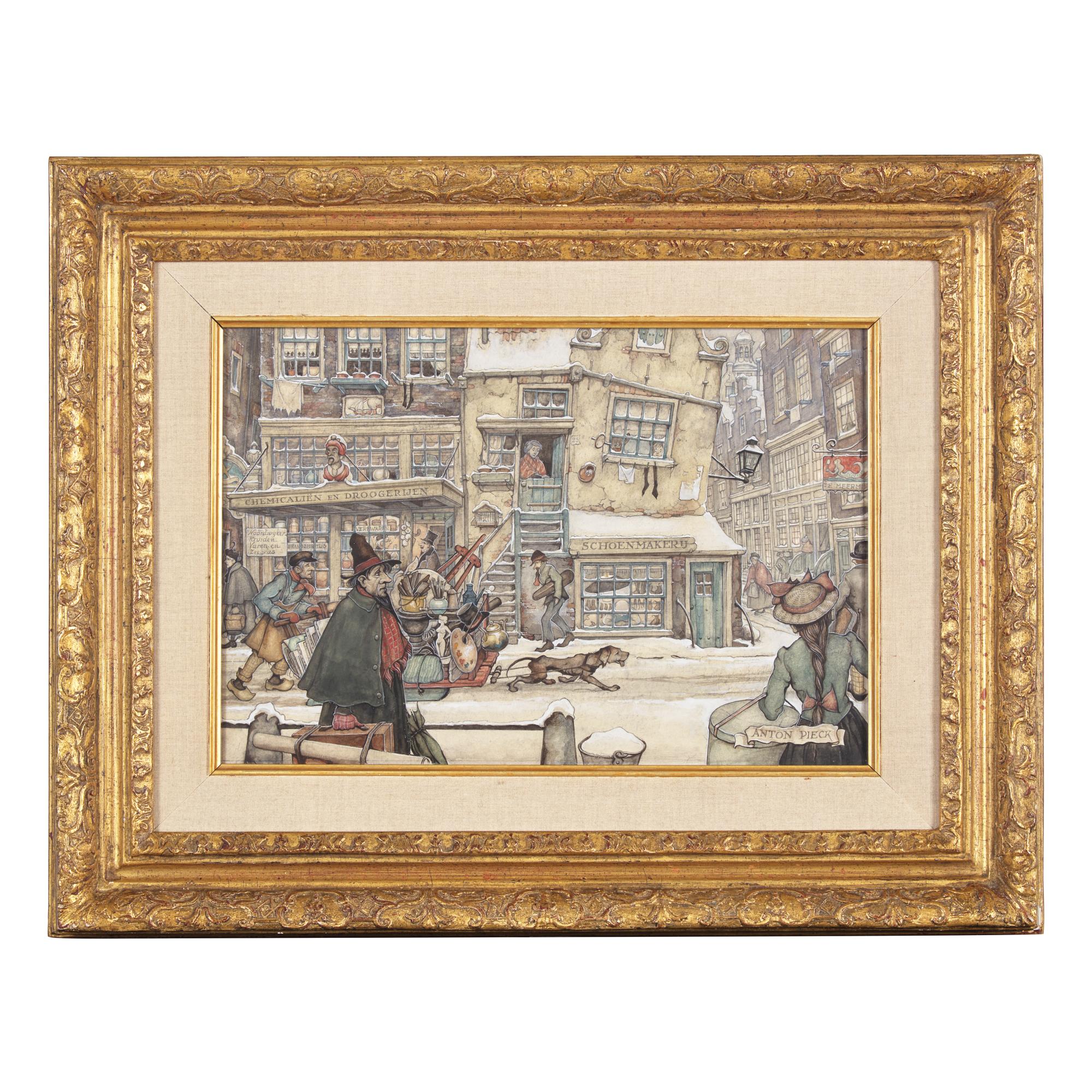 Anton Pieck (Dutch, 1895-1987) — A Bustling Street in Winter