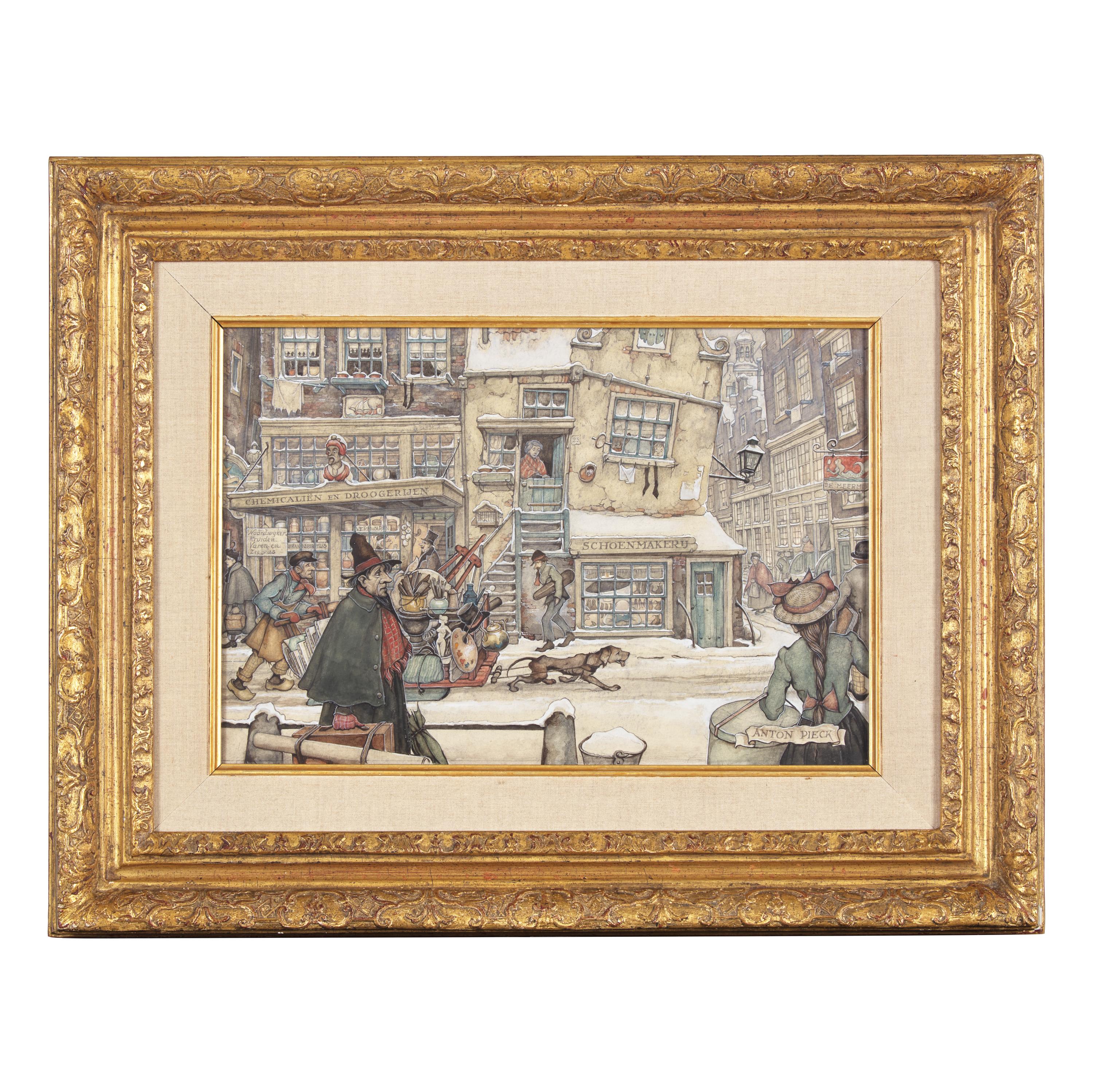 Anton Pieck (Dutch, 1895-1987) — A Bustling Street in Winter
