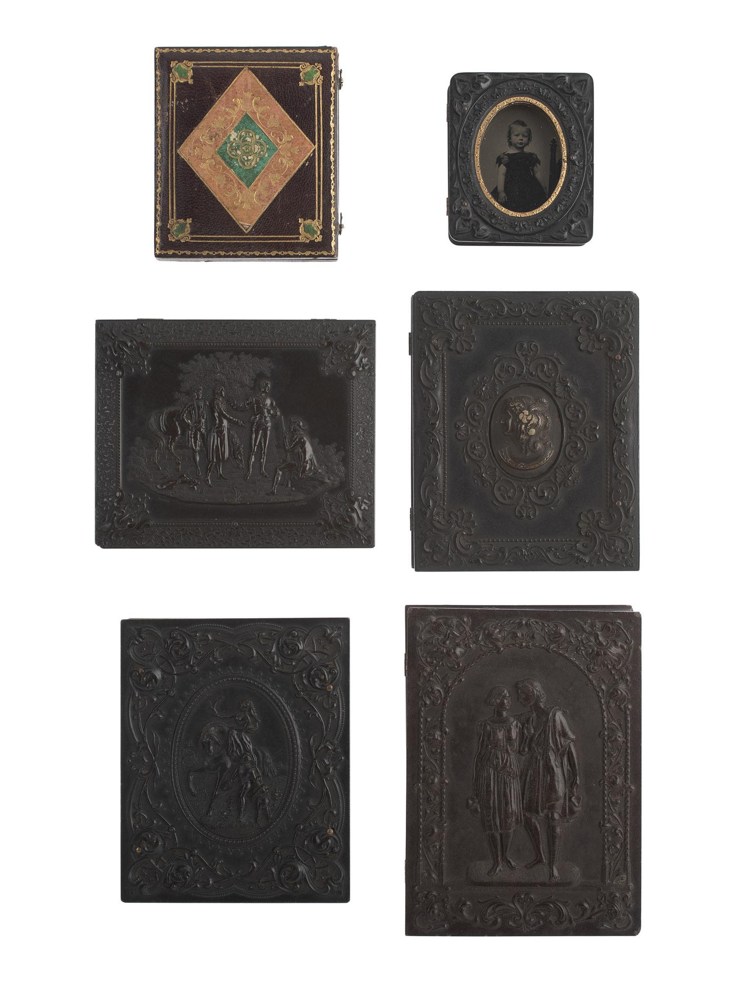 [EARLY PHOTOGRAPHY]. 6 Union cases, many containing portraits, incl. Capture of Major Andre .