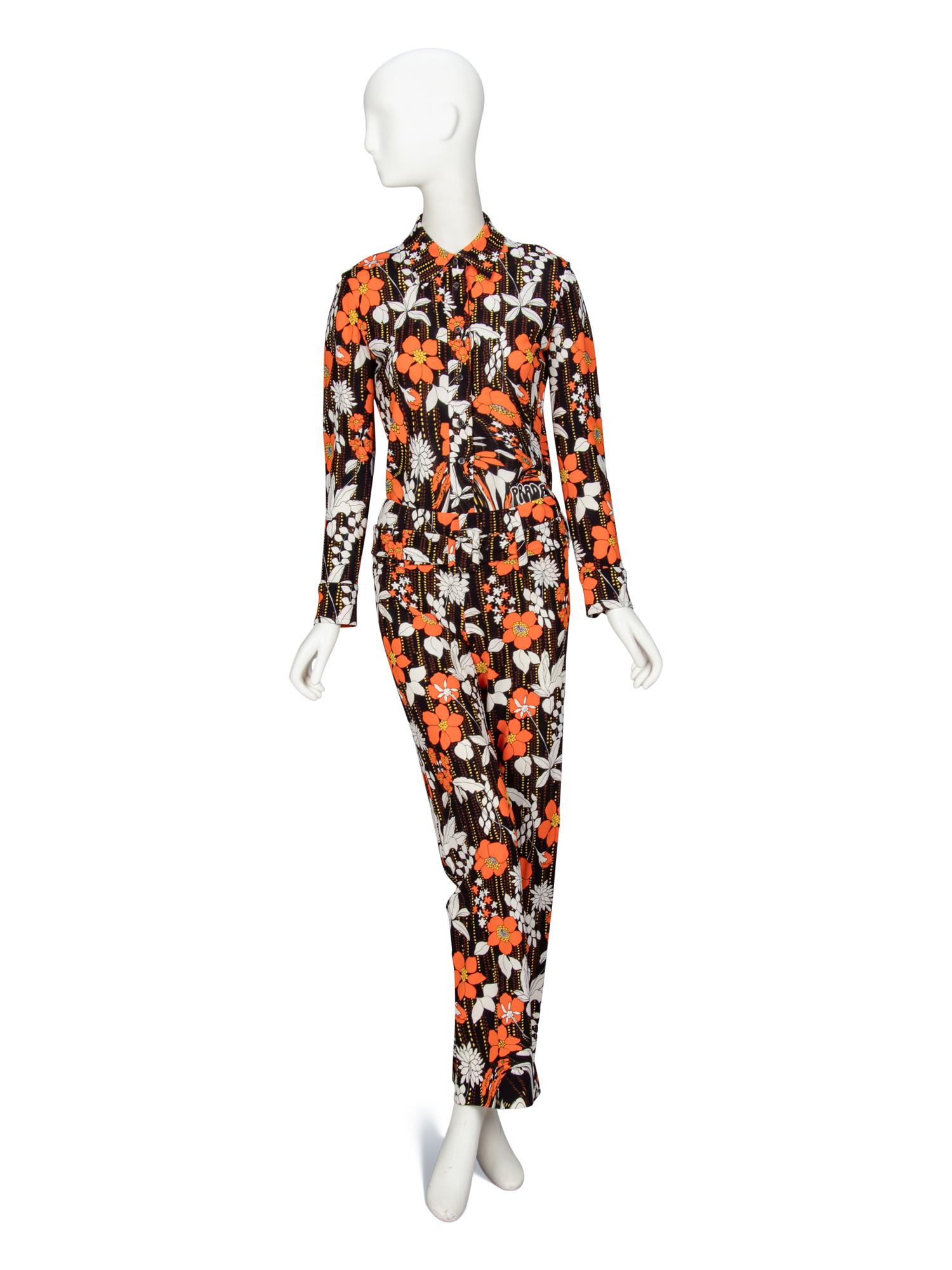 [ARO] PRADA, FLORAL-PRINT PANT ENSEMBLE, 2019