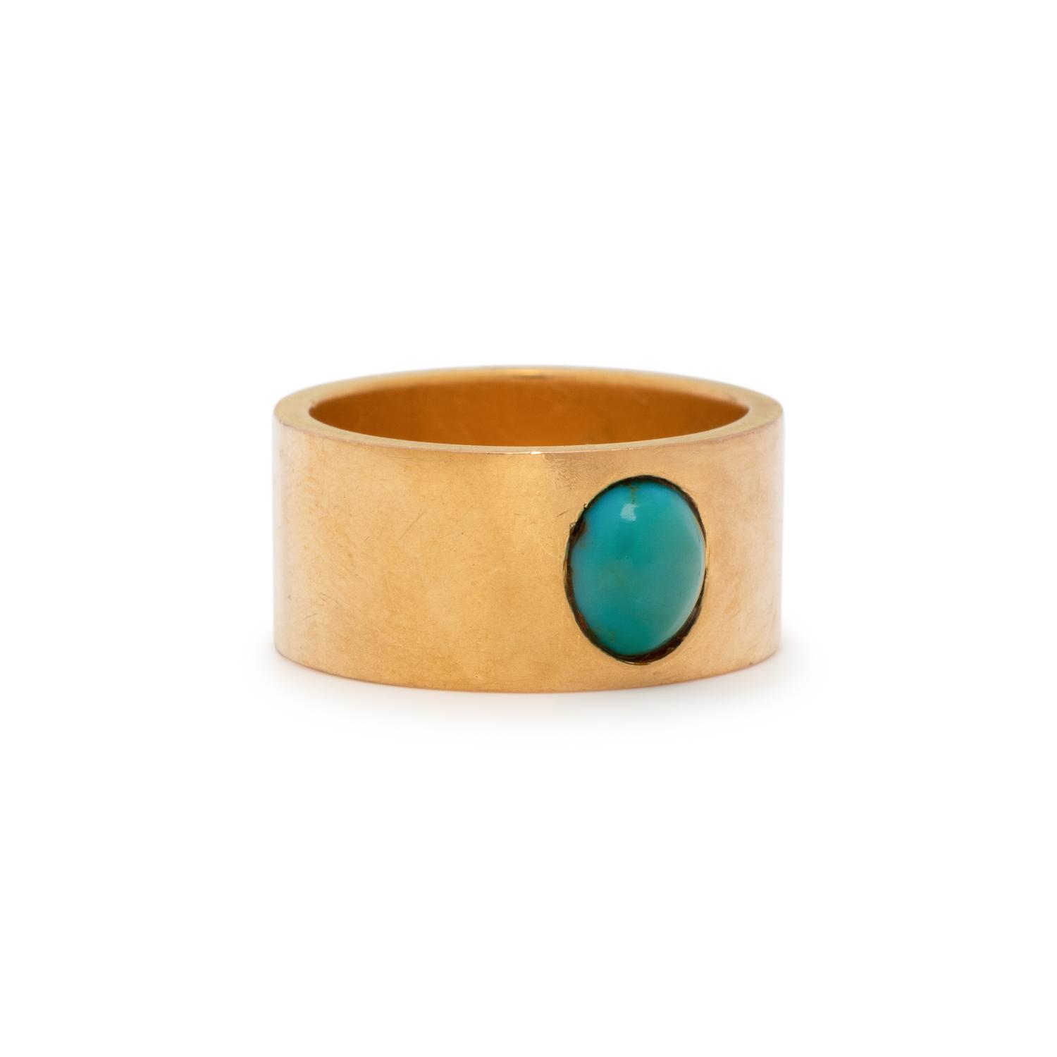 YELLOW GOLD AND TURQUOISE RING