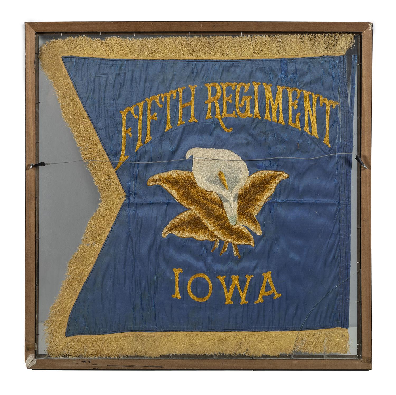 [CIVIL WAR]. Fifth Iowa Infantry or Cavalry regimental flag, possibly a commemorative post-war example.