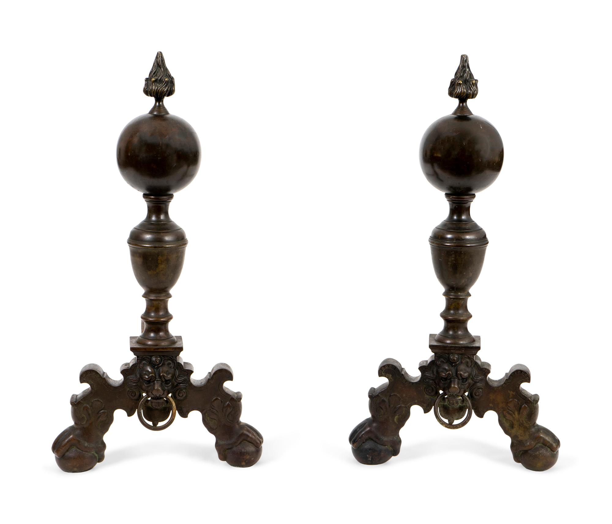 A Pair of Baroque Bronze Andirons — 18TH CENTURY