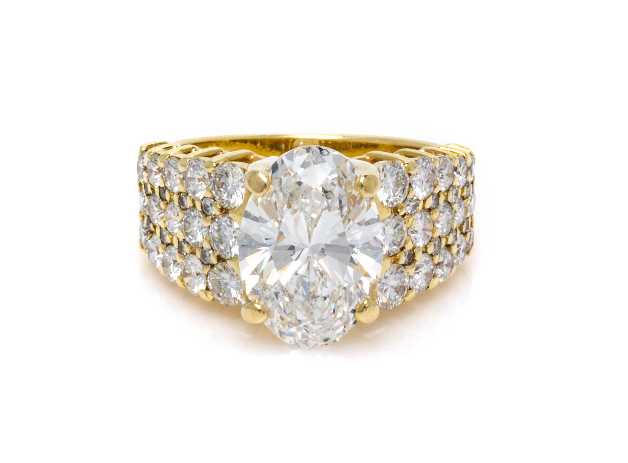 An 18 Karat Yellow Gold and Diamond Ring, 5.20 dwts.