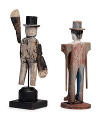 Two Folk Art Painted Wood Whirligigs