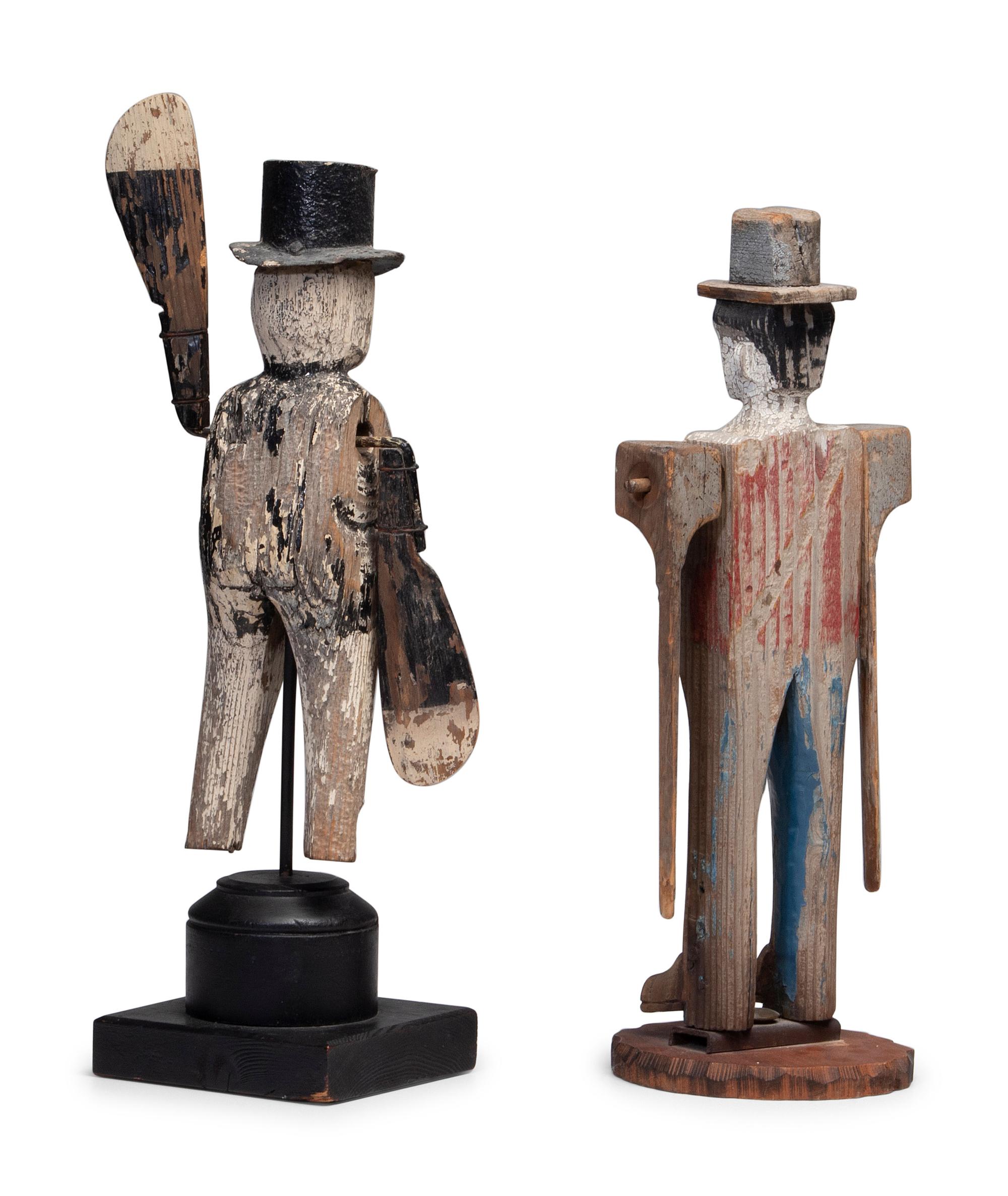 Two Folk Art Painted Wood Whirligigs