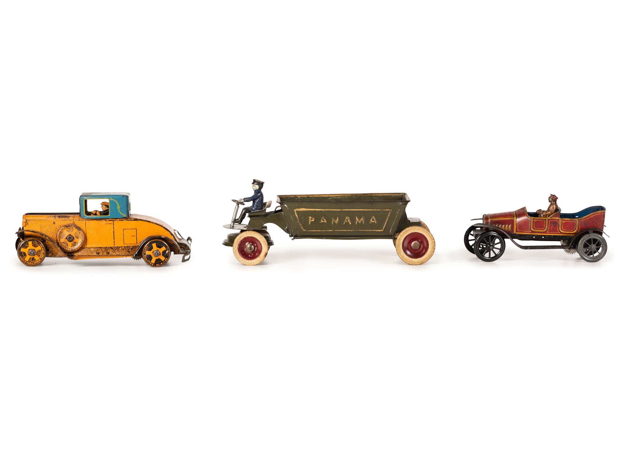 Three Painted Tin Vehicles