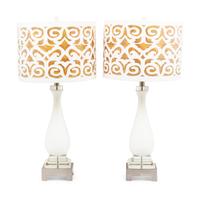 A Pair of Contemporary Table Lamps with Cut-Out Shades