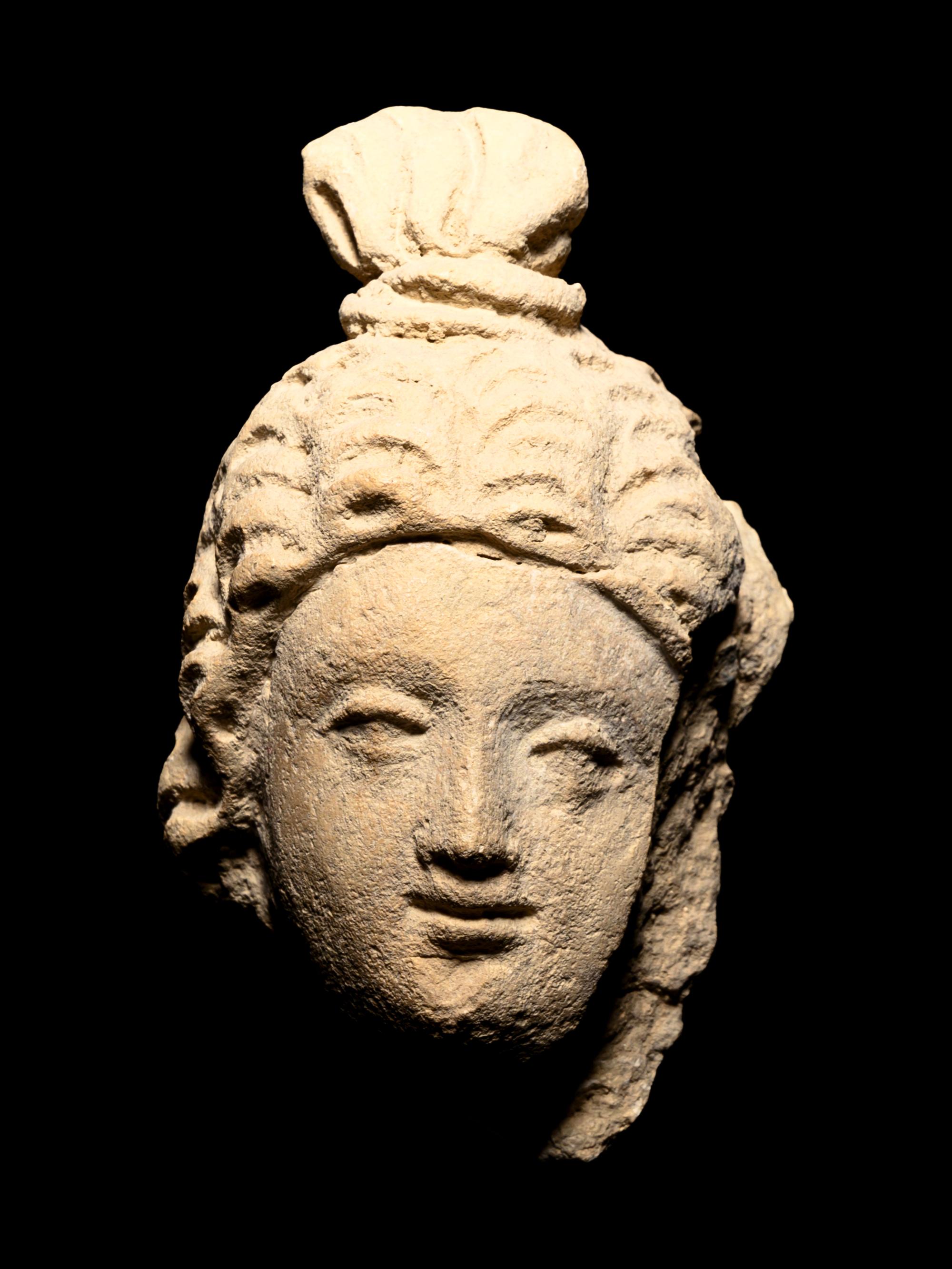 Four Gandharan Stucco Fragmented Heads