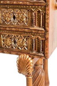 A Spanish Gilt and Polychrome Decorated Walnut Vargueño