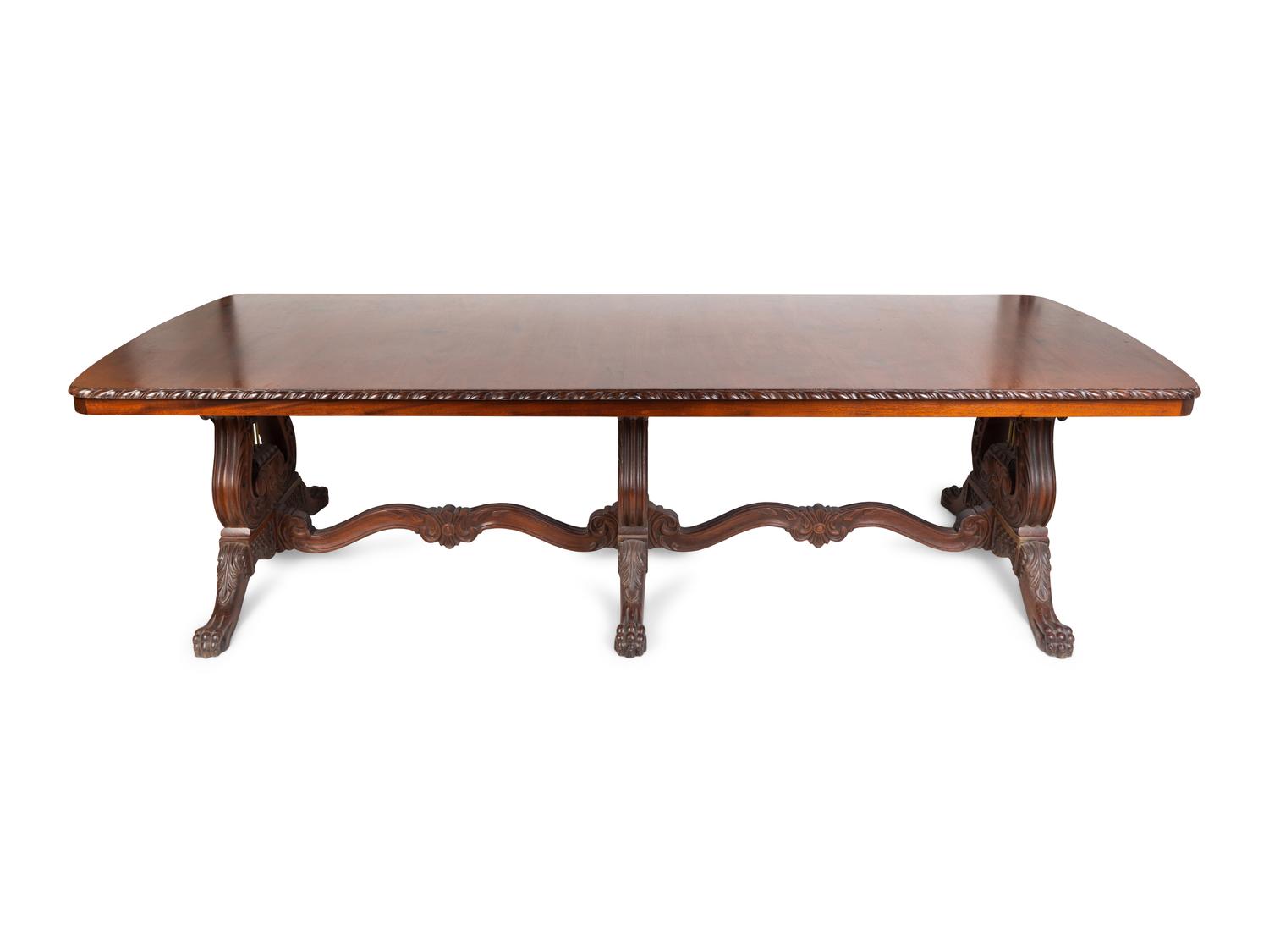 A Victorian Style Carved Mahogany Library/Map Table stamped E.M. Tennant — 20TH CENTURY