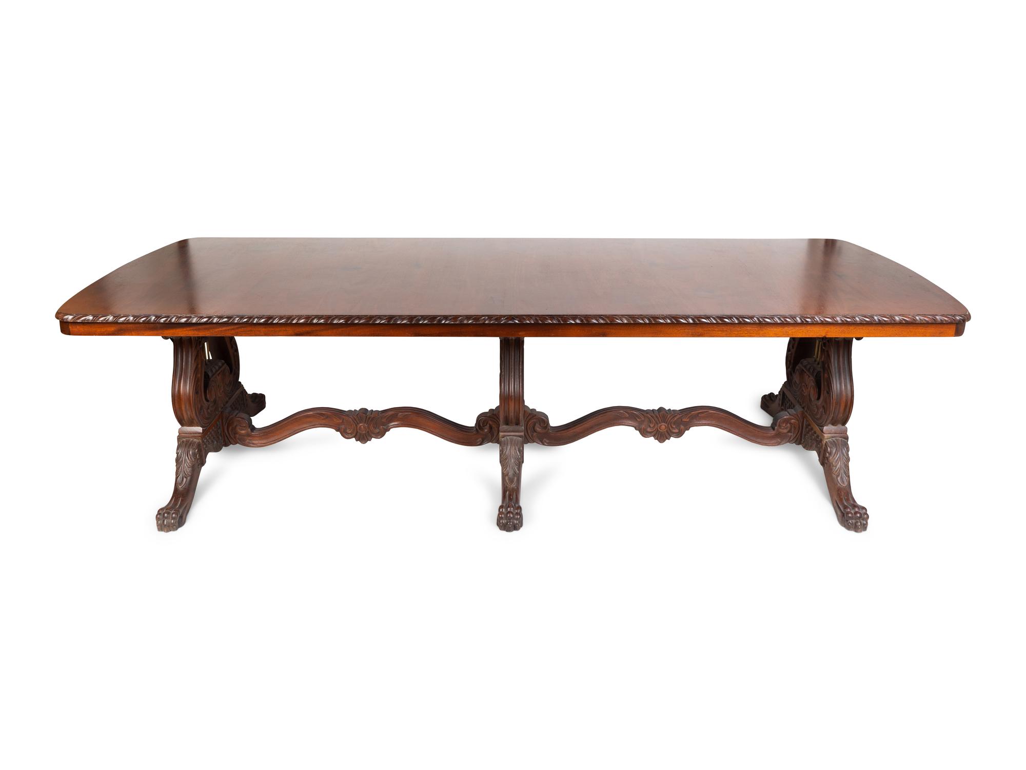 A Victorian Style Carved Mahogany Library/Map Table stamped E.M. Tennant — 20TH CENTURY