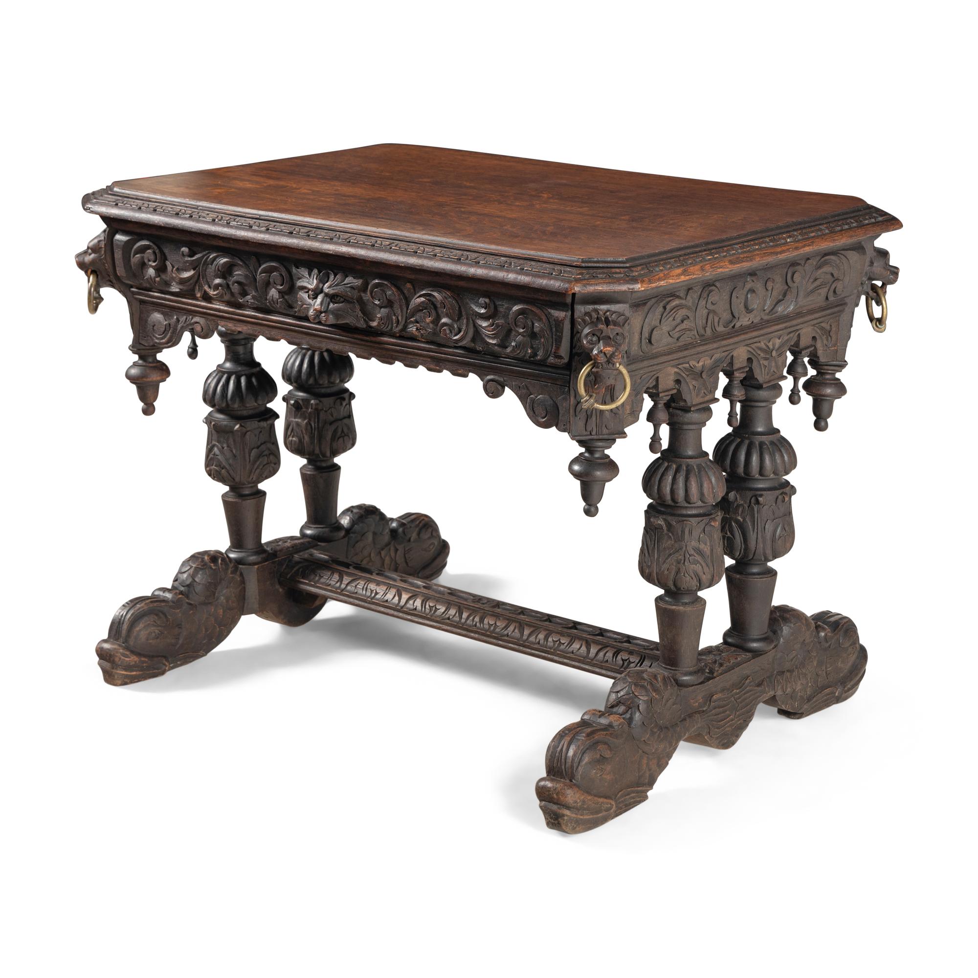 A Renaissance Revival Carved Oak Desk