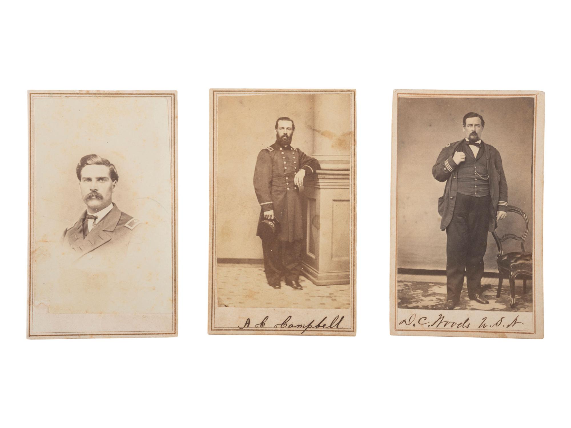 [CIVIL WAR]. A group of 3 CDVs of Brown Water Navy officers, incl. Lemuel G. Crane, Alexander C. Campbell, and D.C. Woods.