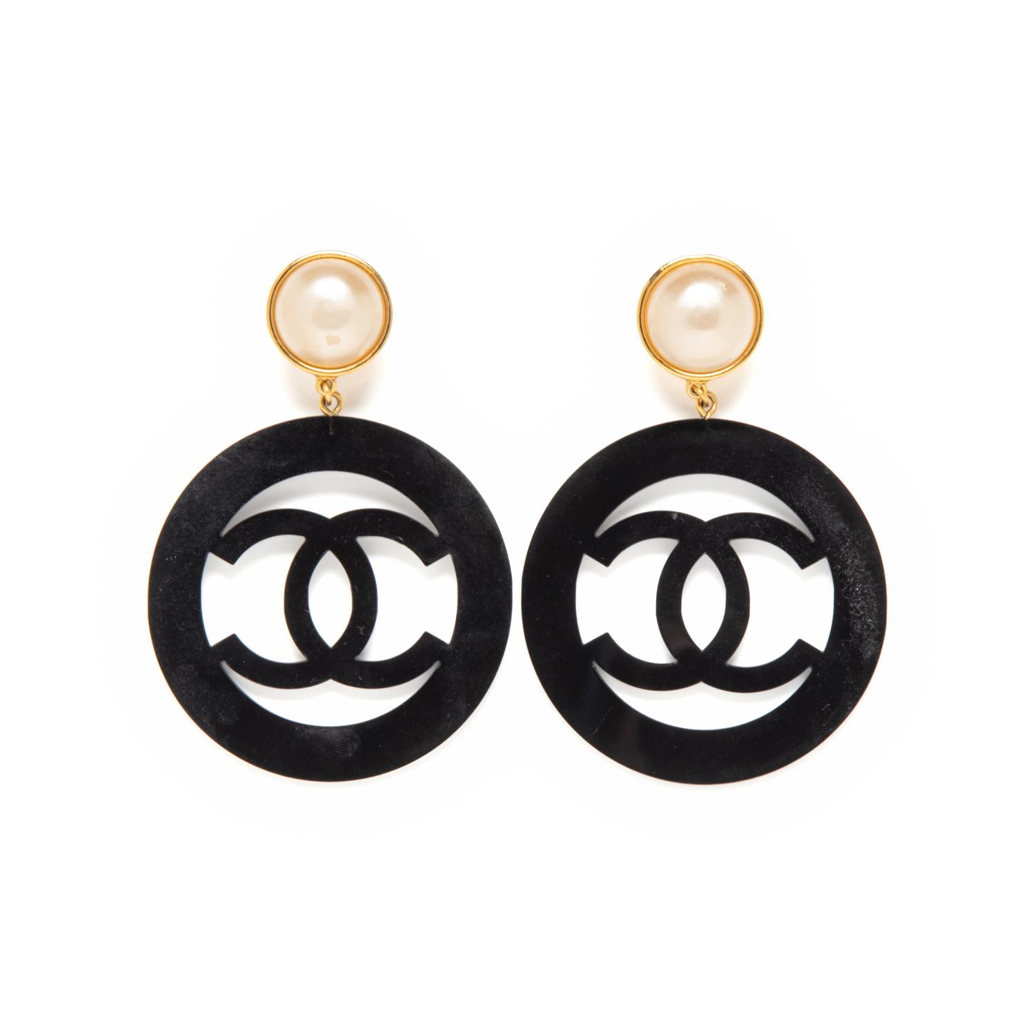 Chanel, Oversized CC & Faux-Pearl Ear Clips