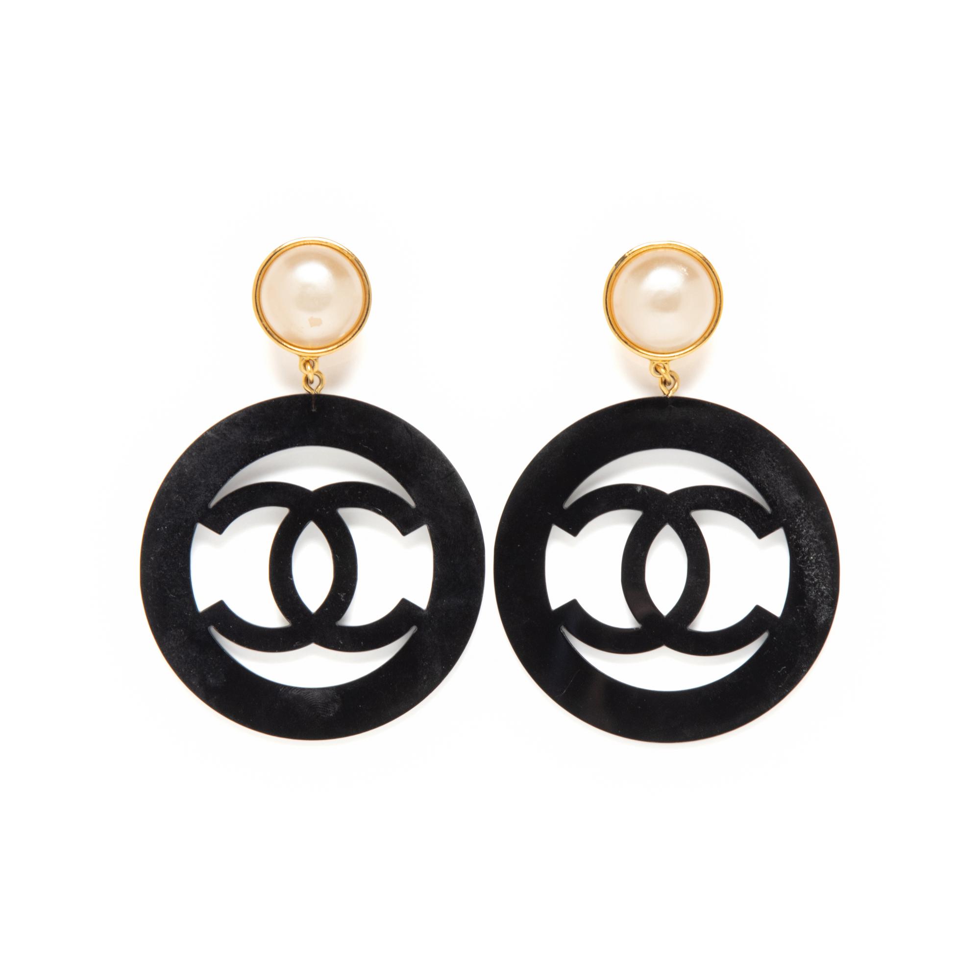 Chanel, Oversized CC & Faux-Pearl Ear Clips