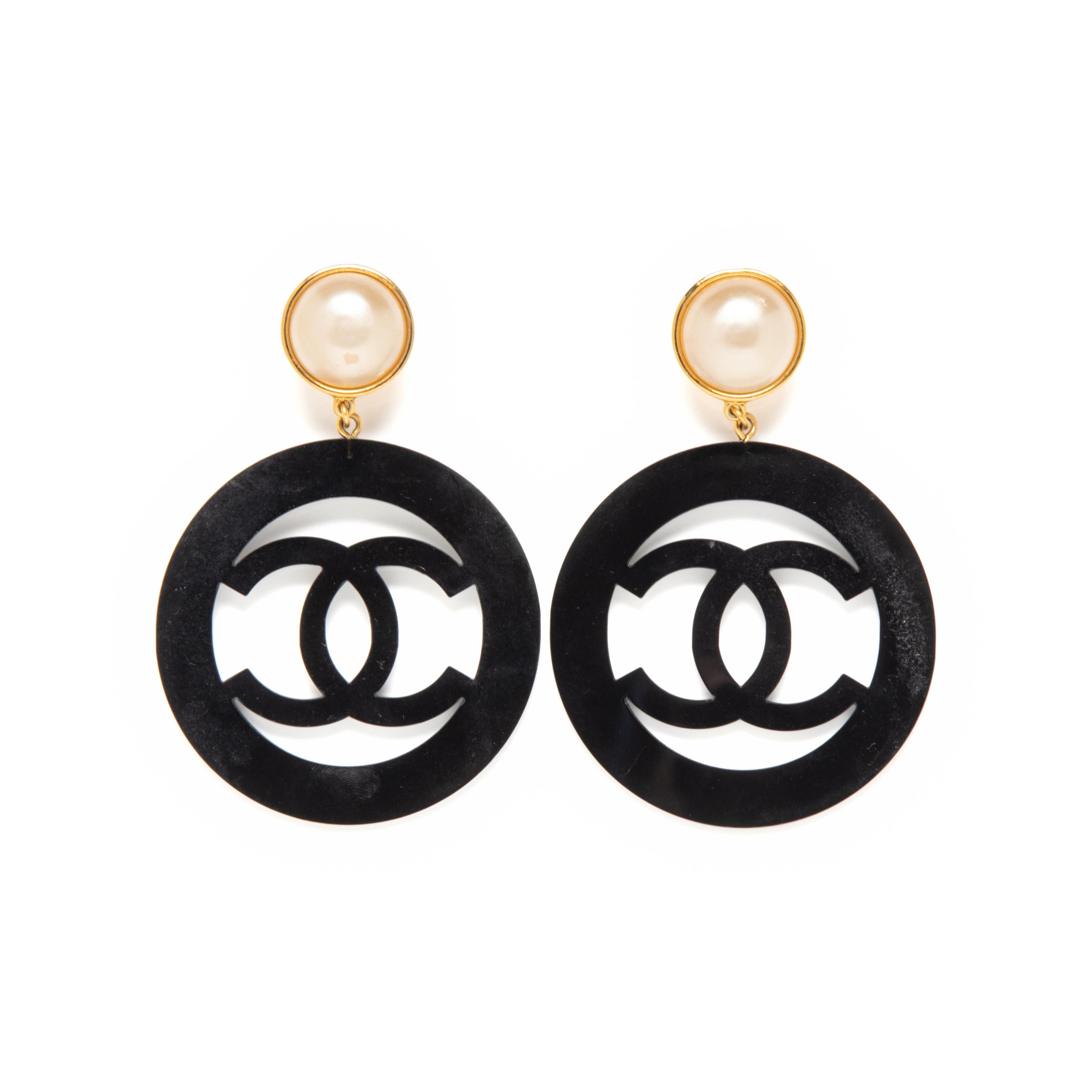 Chanel, Oversized CC & Faux-Pearl Ear Clips