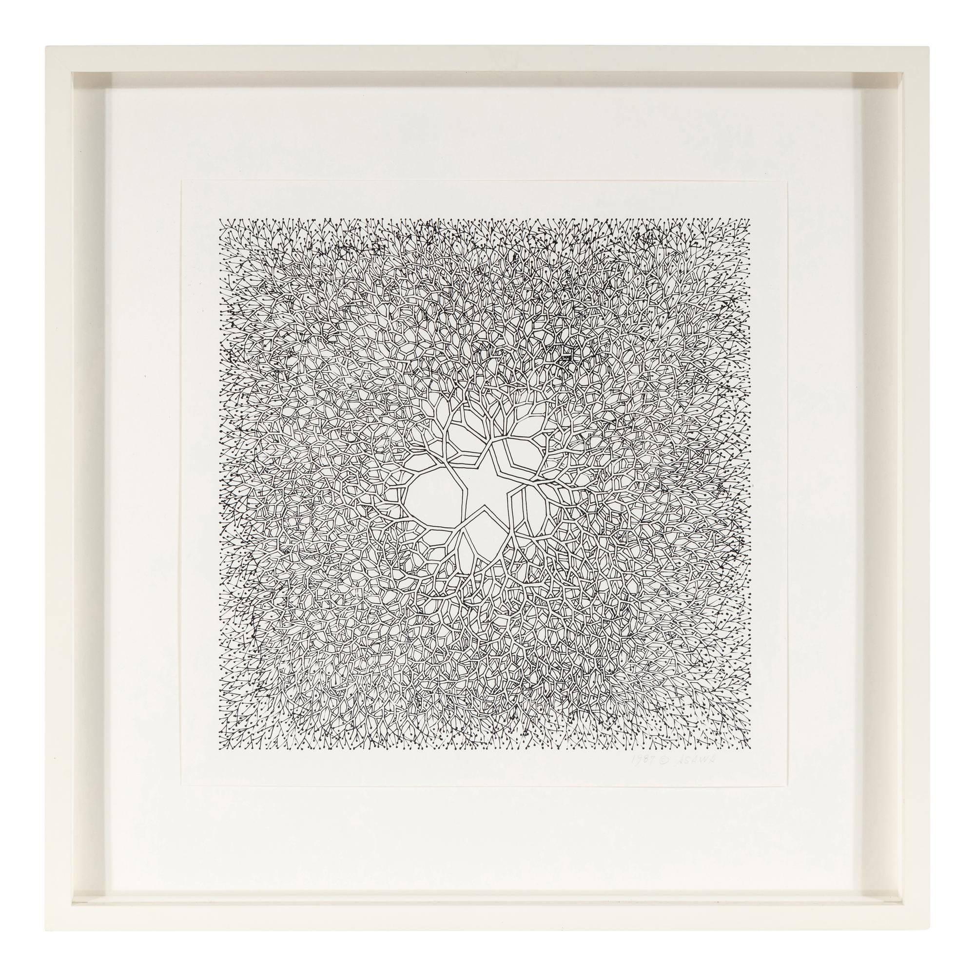 Desert Star (P.004, Tied wire tree with asymmetrical five pointed star in center branching to an enclosed square), 1987