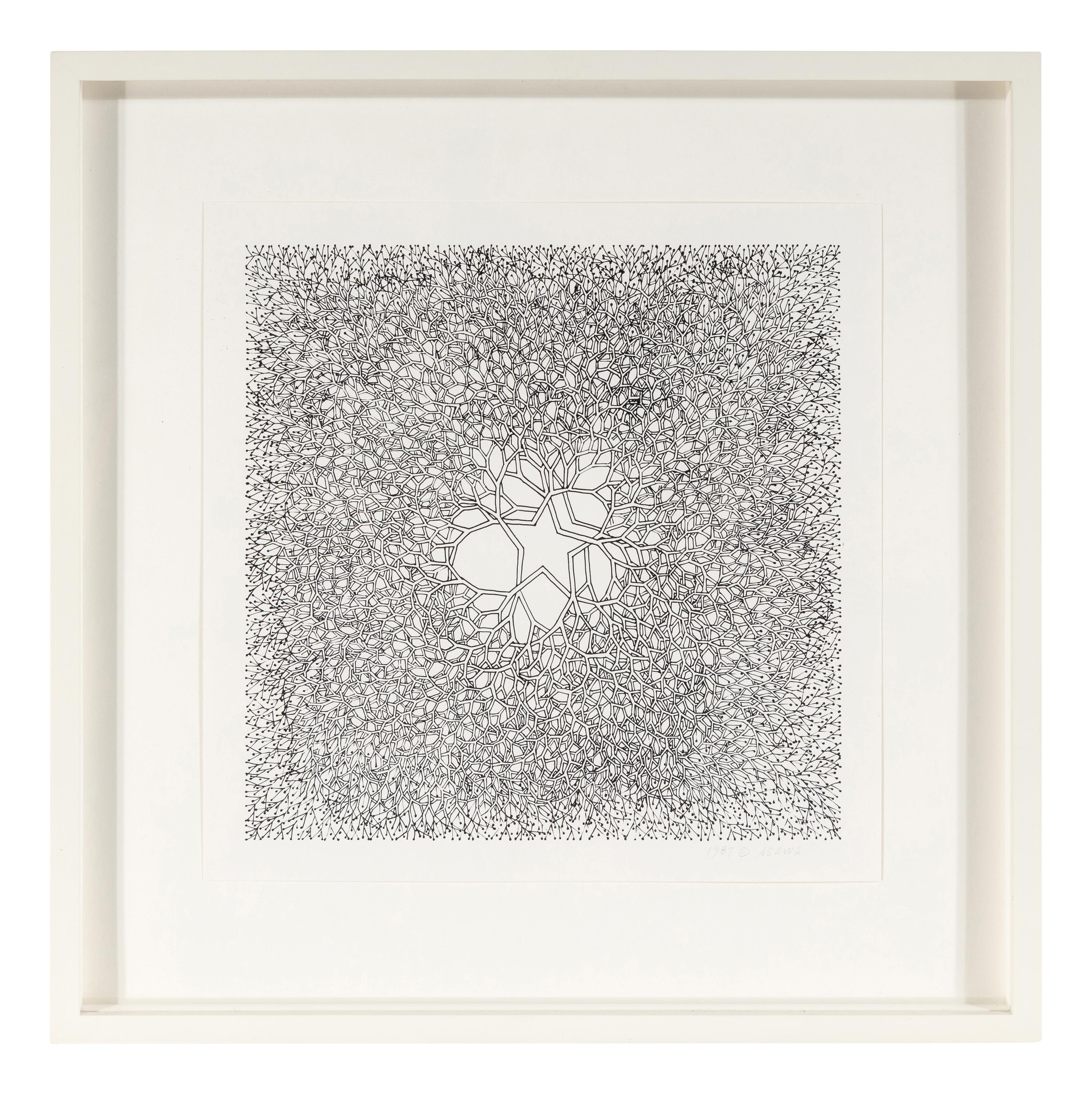 Desert Star (P.004, Tied wire tree with asymmetrical five pointed star in center branching to an enclosed square), 1987