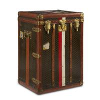 A Goyard fitted wardrobe trunk in black 'Goyardine' printed canvas first quarter 20th century