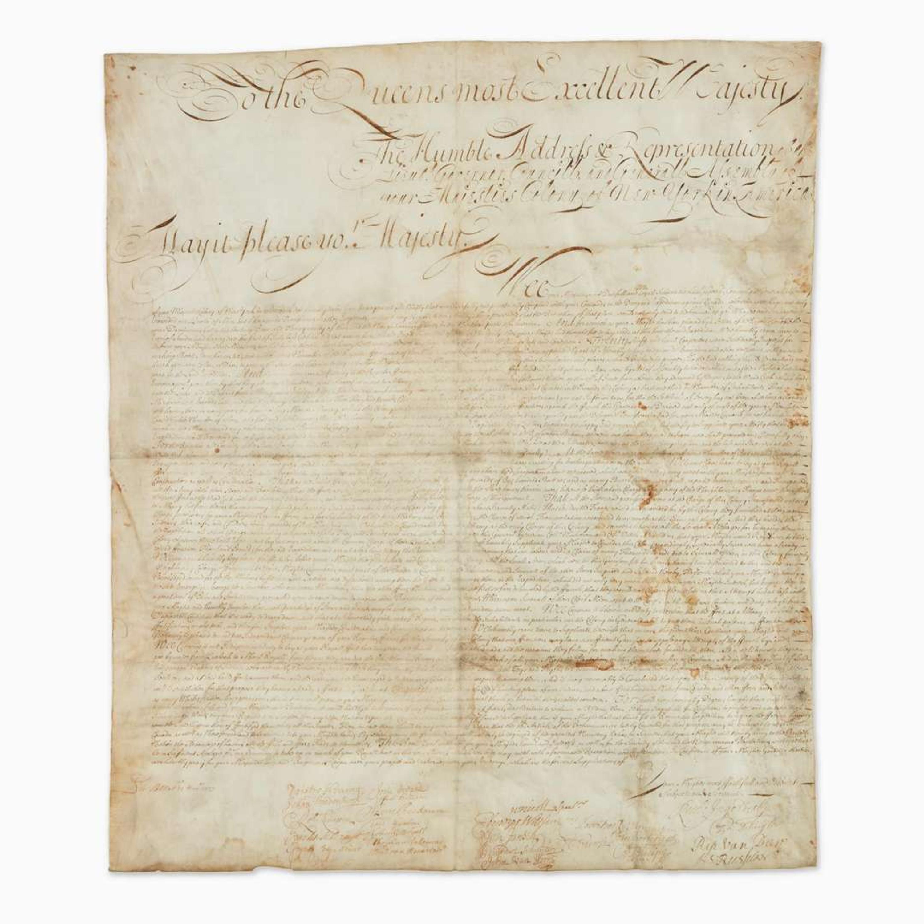 [Americana] [New York] Manuscript Document on Vellum