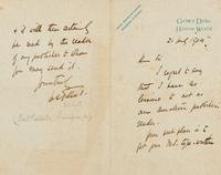 GILBERT, William S., Sir (1836-1911). Autograph letter signed ("W.S. Gilbert"), to an unnamed recipient. Grim's Dyke, 21 July 1904.