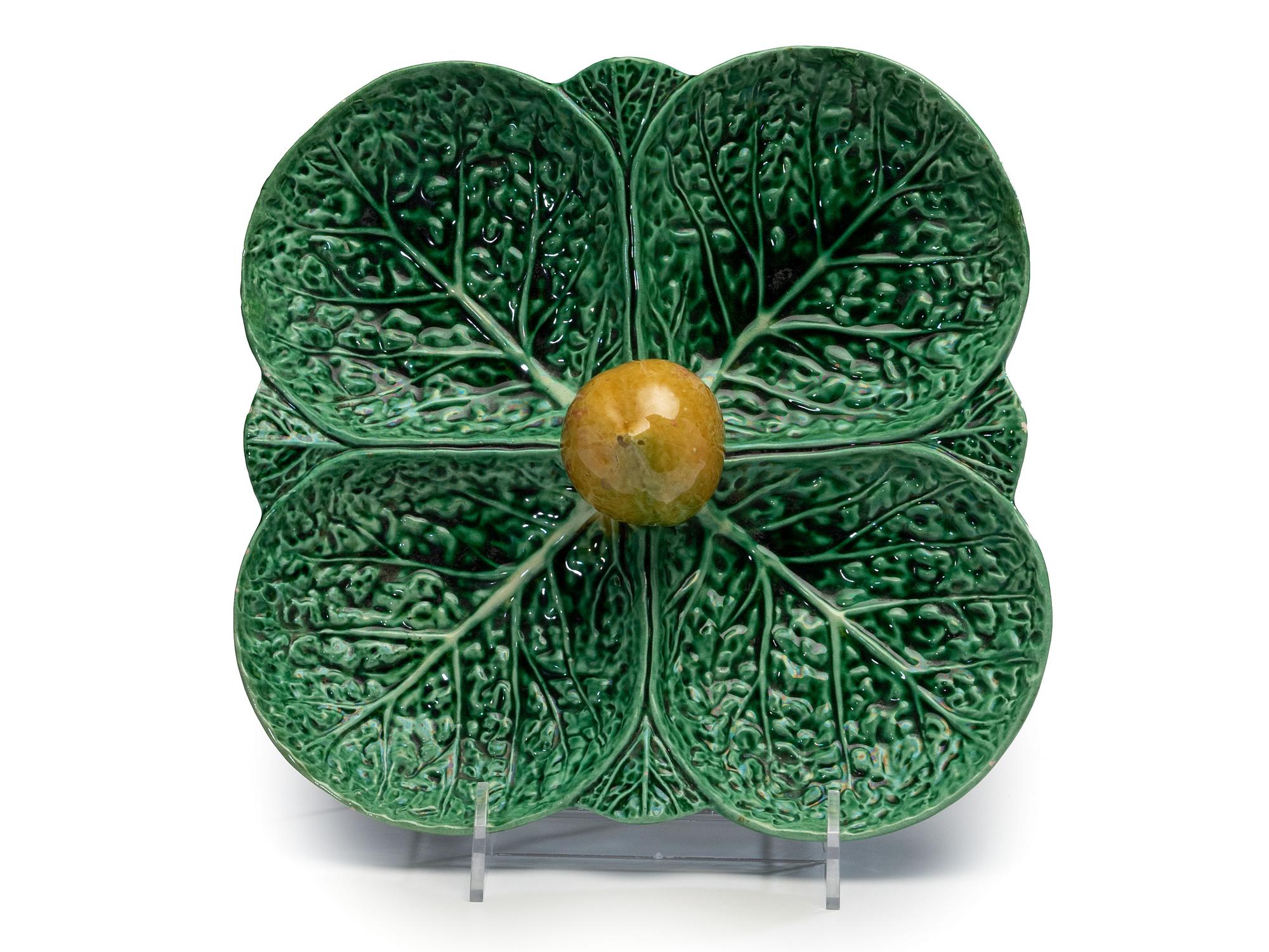 A Glazed Earthenware Leaf Form Relish Tray