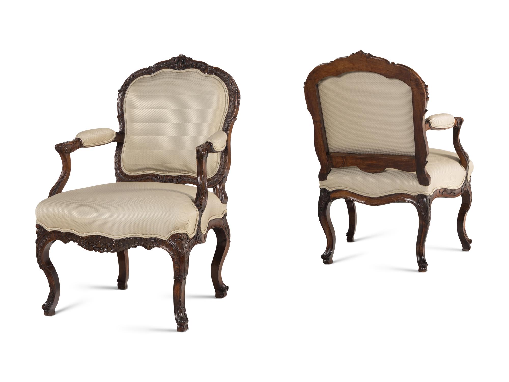A Pair of Louis XV Style Fauteuils