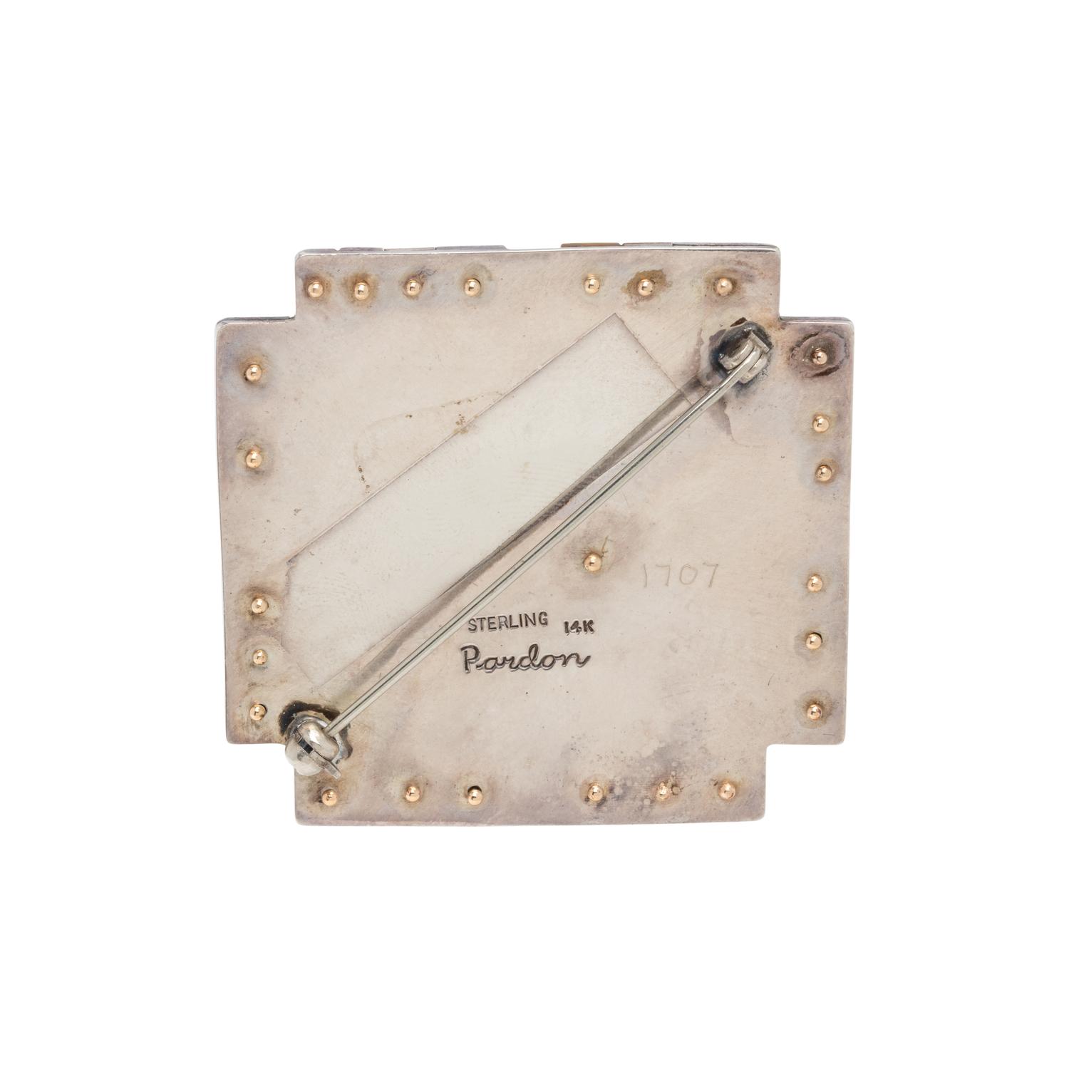 EARL PARDON, ENAMEL AND MULTIGEM BROOCH