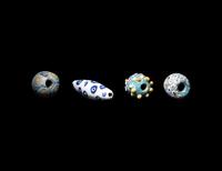 Four Mediterranean Glass Eye Beads