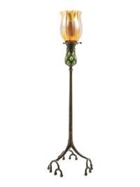 Blown-Out Candlestick, together with a gold blown glass shade