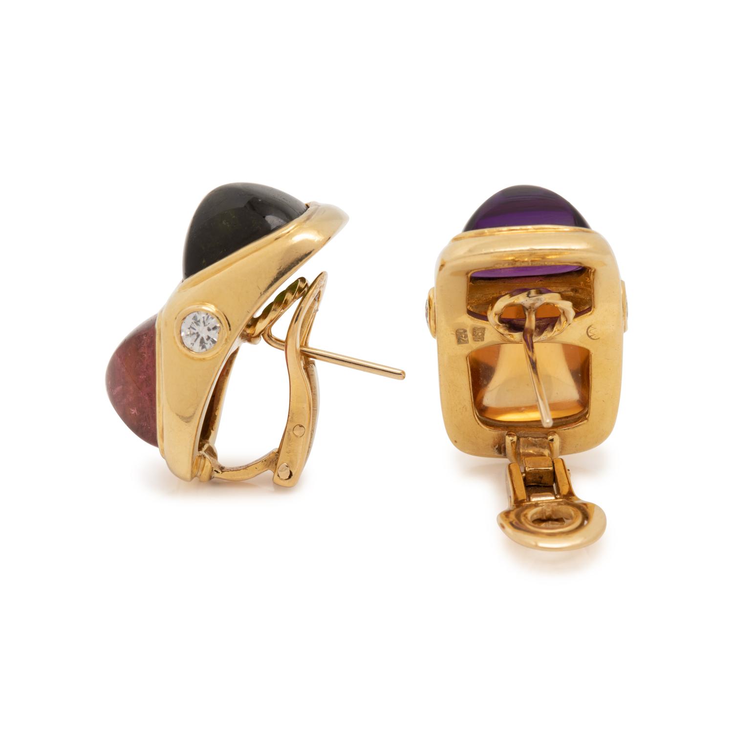 SCHLUGER, MULTIGEM AND DIAMOND EARCLIPS