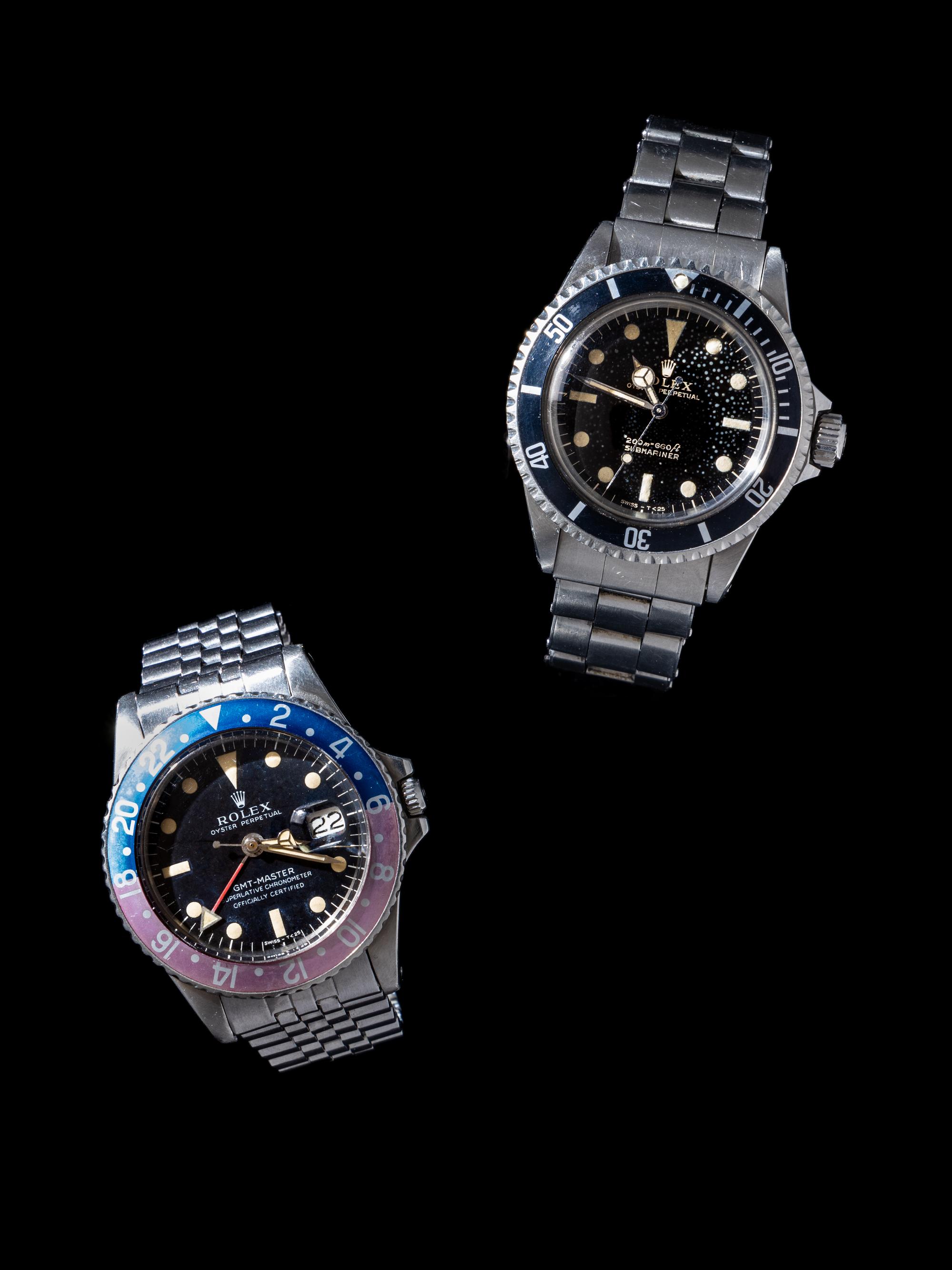 ROLEX, REF. 5513 STAINLESS STEEL TROPICAL GILT 'METERS FIRST SUBMARINER' WATCH