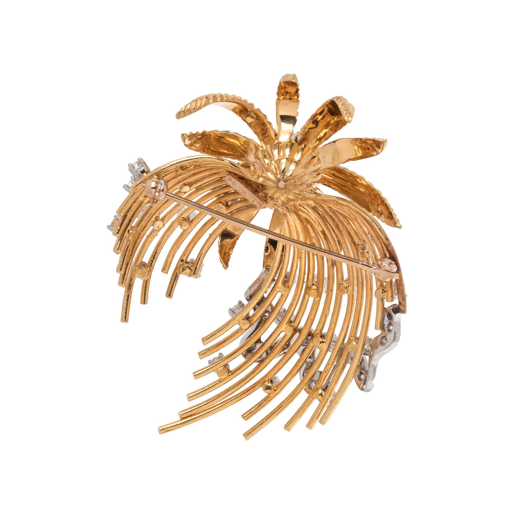 YELLOW GOLD AND DIAMOND BROOCH