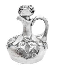 An Art Nouveau Silver Overlay Ewer Height 7 inches.