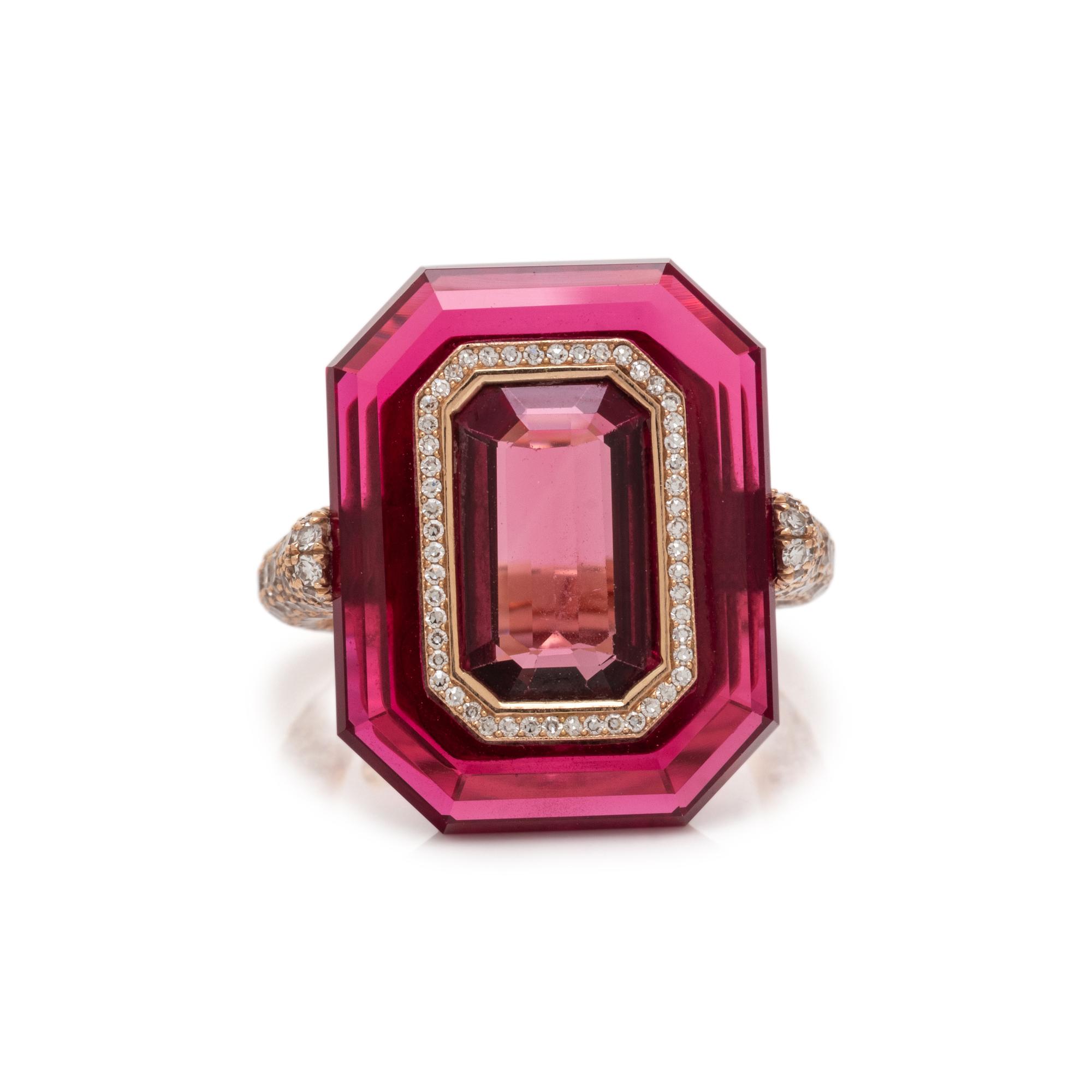 NATURAL SPINEL, SYNTHETIC RUBY, AND DIAMOND RING