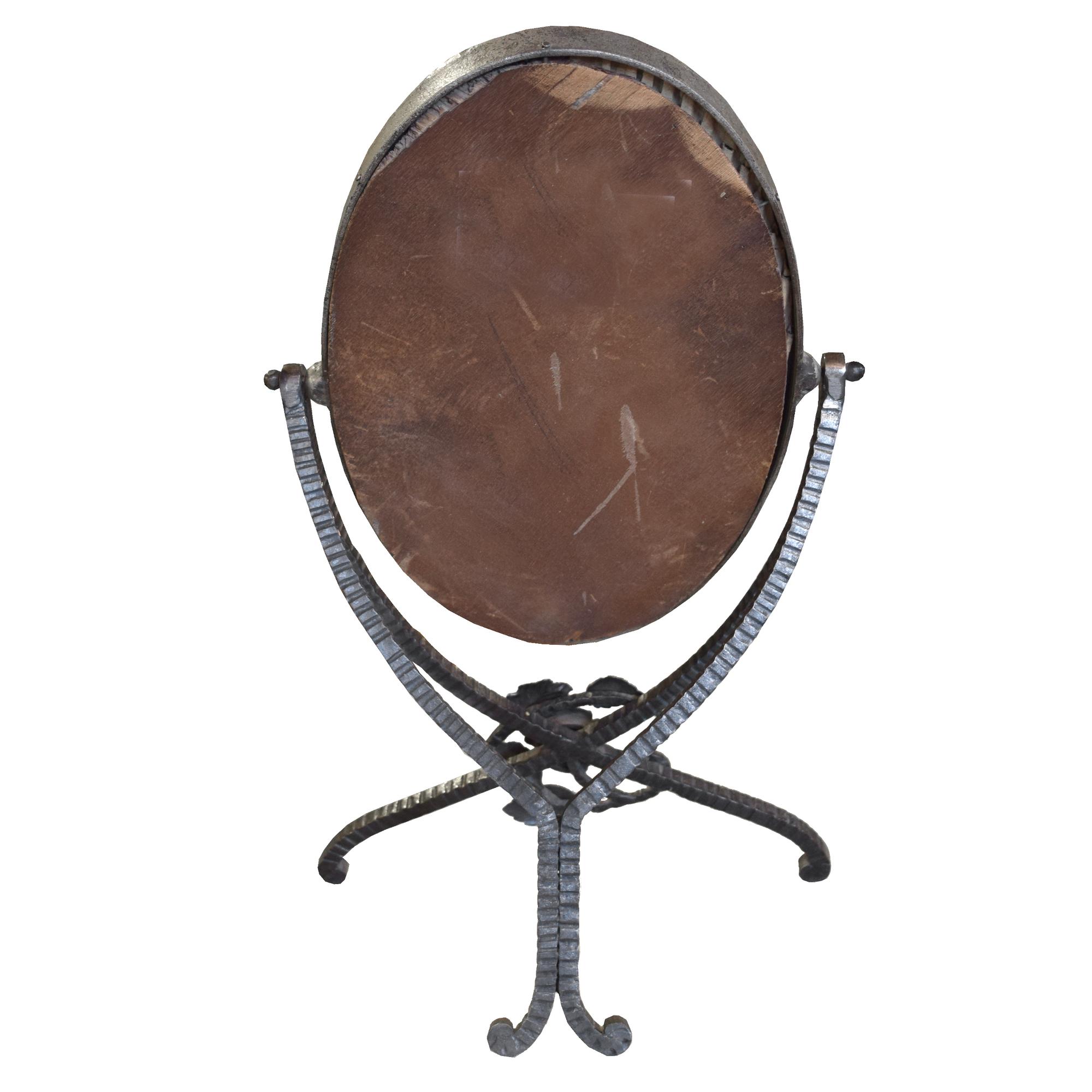 A Fer Forge Vanity Mirror 11.25" W x 7.5" D x 19" H — France, Circa 1920