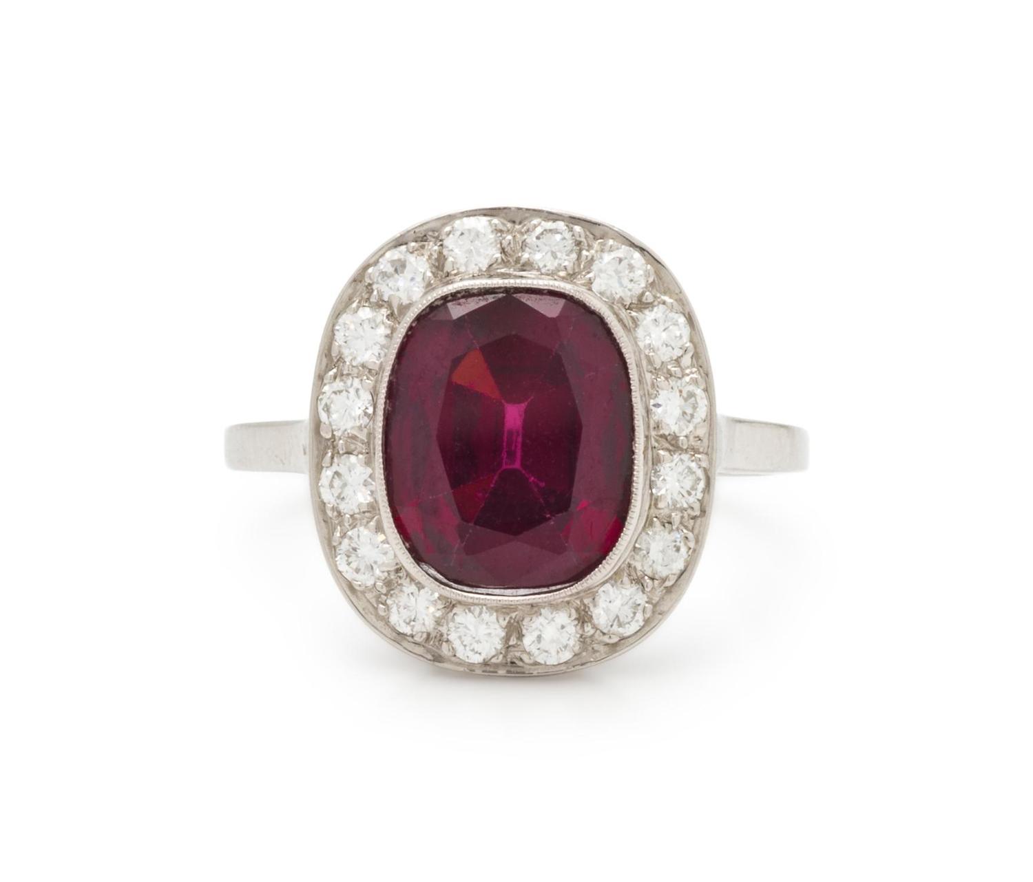 GARNET AND DIAMOND RING