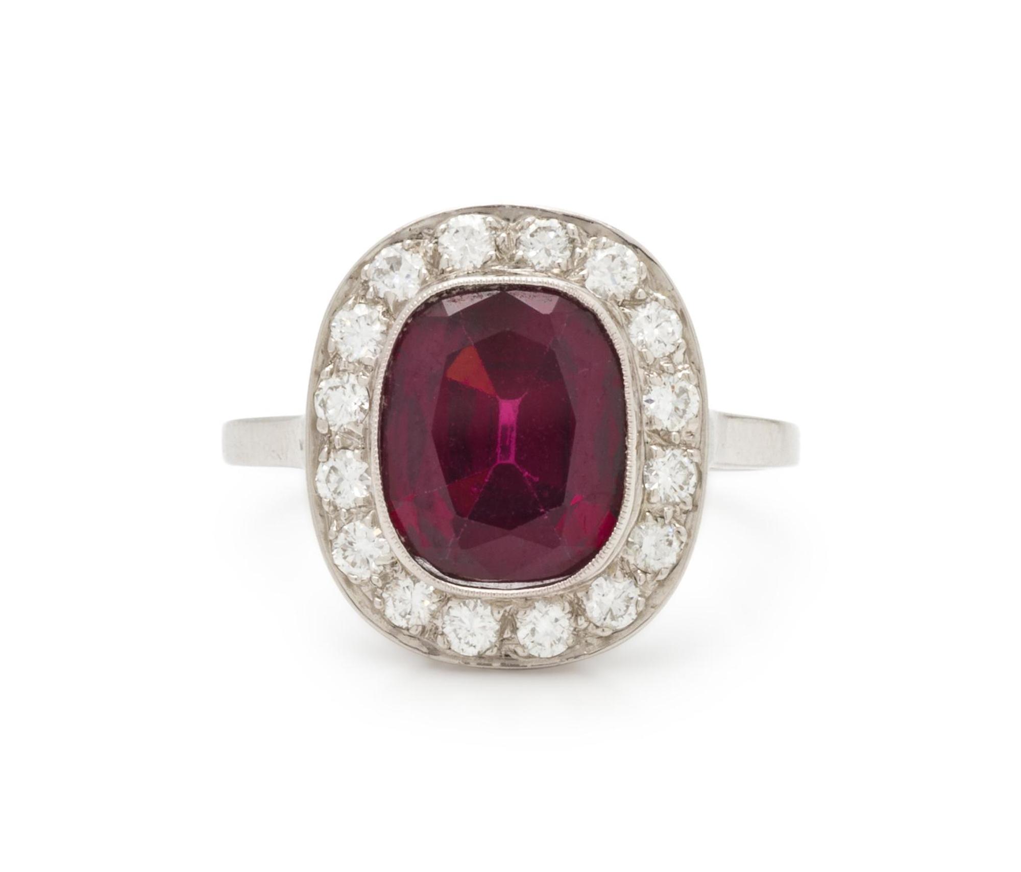 GARNET AND DIAMOND RING