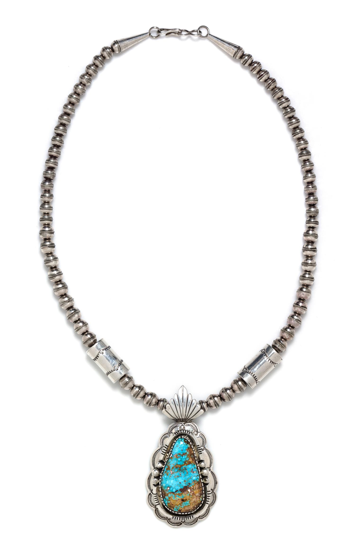A Sterling Silver and Turquoise Necklace, Charleston Draper, Navajo, 35.90 dwts.
