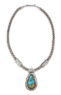 A Sterling Silver and Turquoise Necklace, Charleston Draper, Navajo, 35.90 dwts.