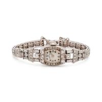 HAMILTON, PLATINUM AND DIAMOND WRISTWATCH