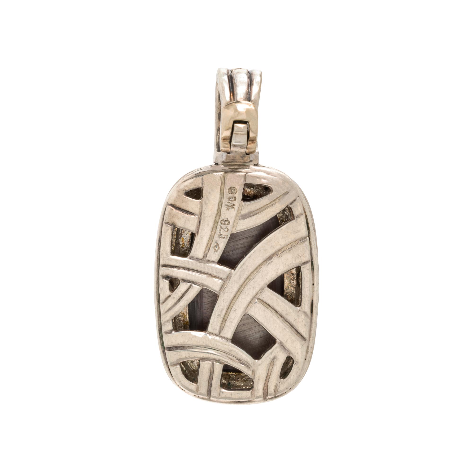David Yurman, Sterling Silver Abalone Mother-of-Pearl, and Diamond Pendant