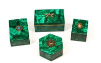 Four "Jeweled" Malachite Table Boxes