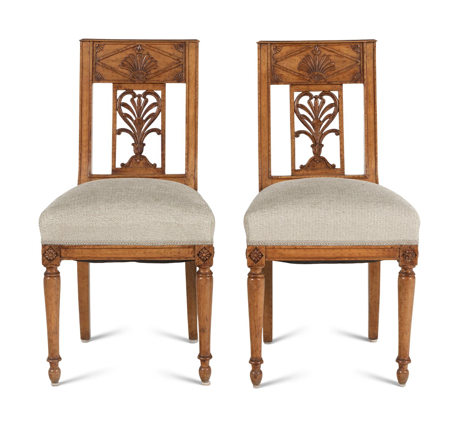 A Pair of Charles X Fruitwood Side Chairs