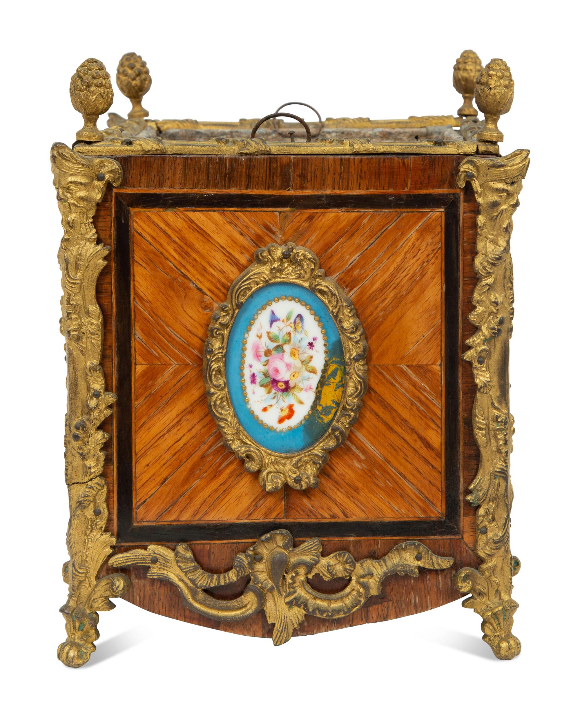 A French Gilt Bronze and Sevres Style Porcelain Mounted Kingwood Jardinière
