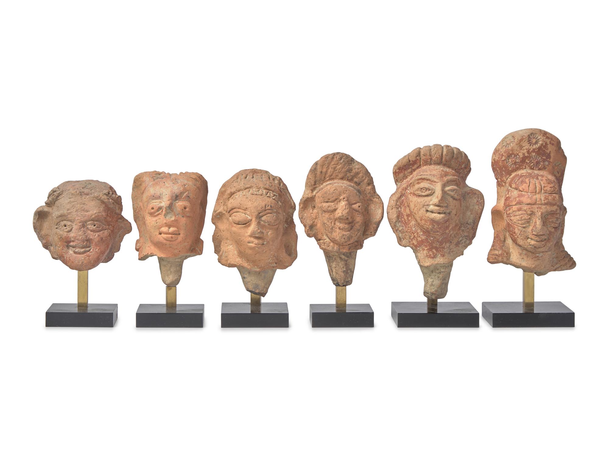 Six Indian Terracotta Head Fragments, Gupta Period