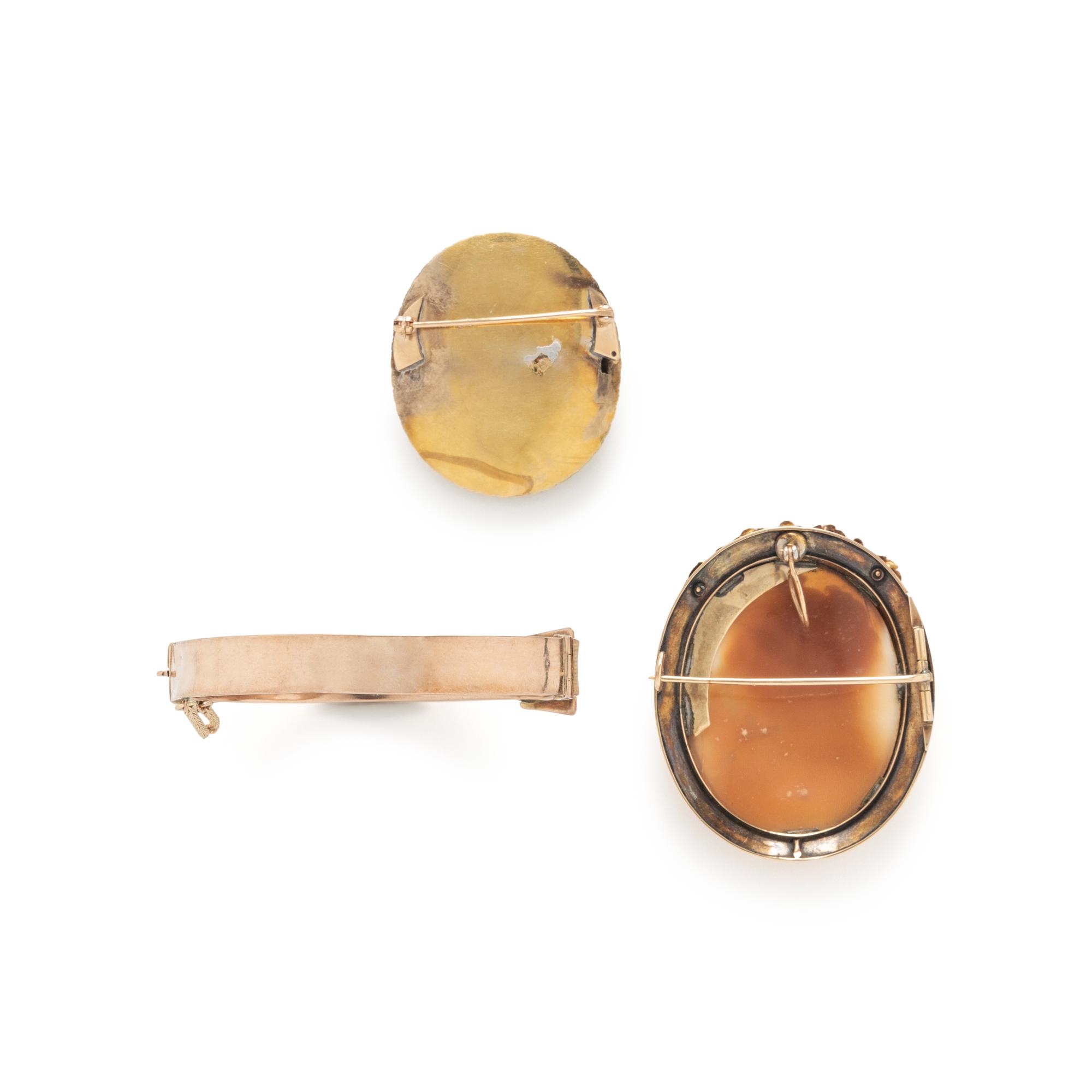 VICTORIAN, COLLECTION OF YELLOW GOLD AND CAMEO JEWELRY