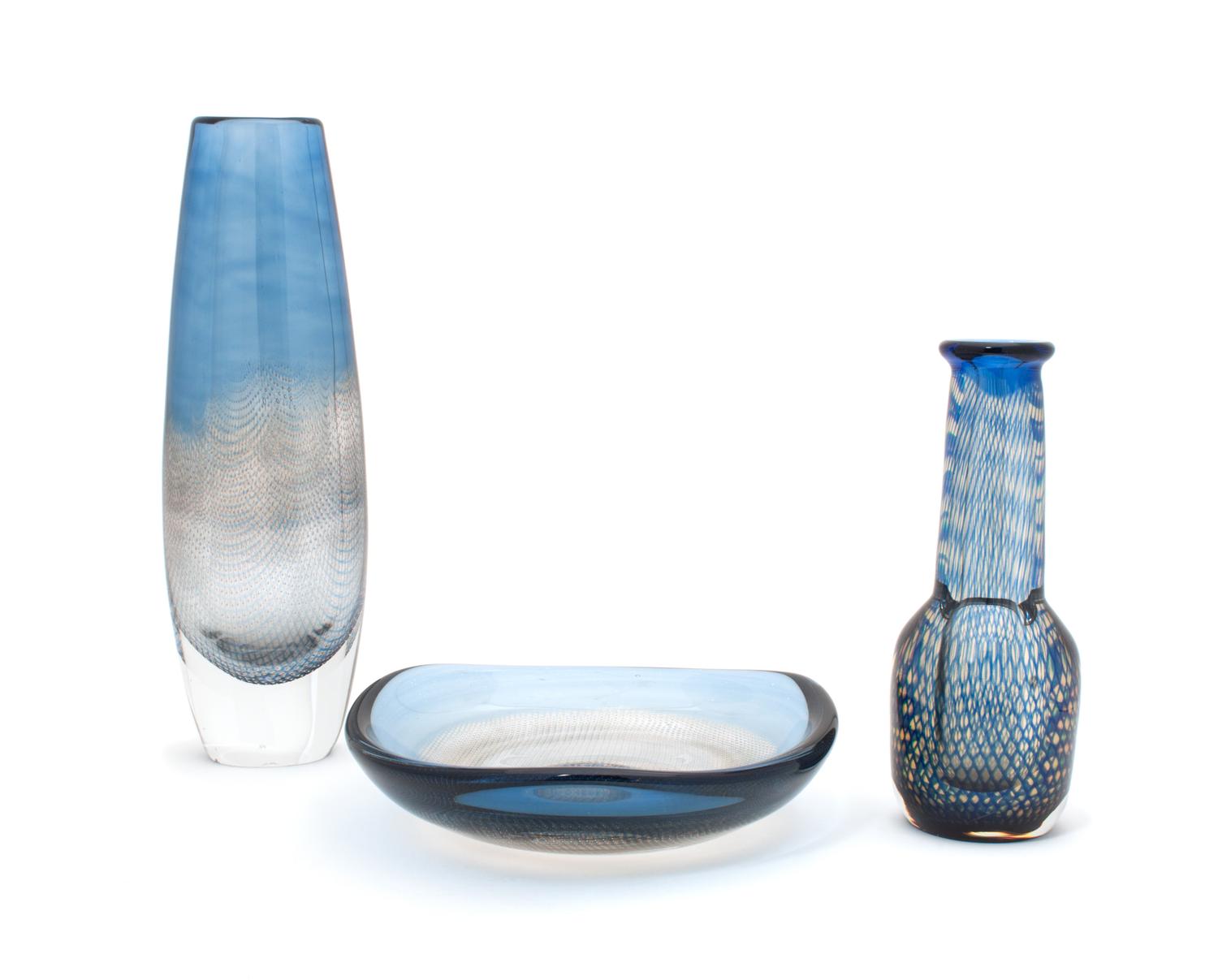 A Set of Three Orrefors Kraka Vessels Height of tallest 12 3/4 inches. — SVEN PALQUIST