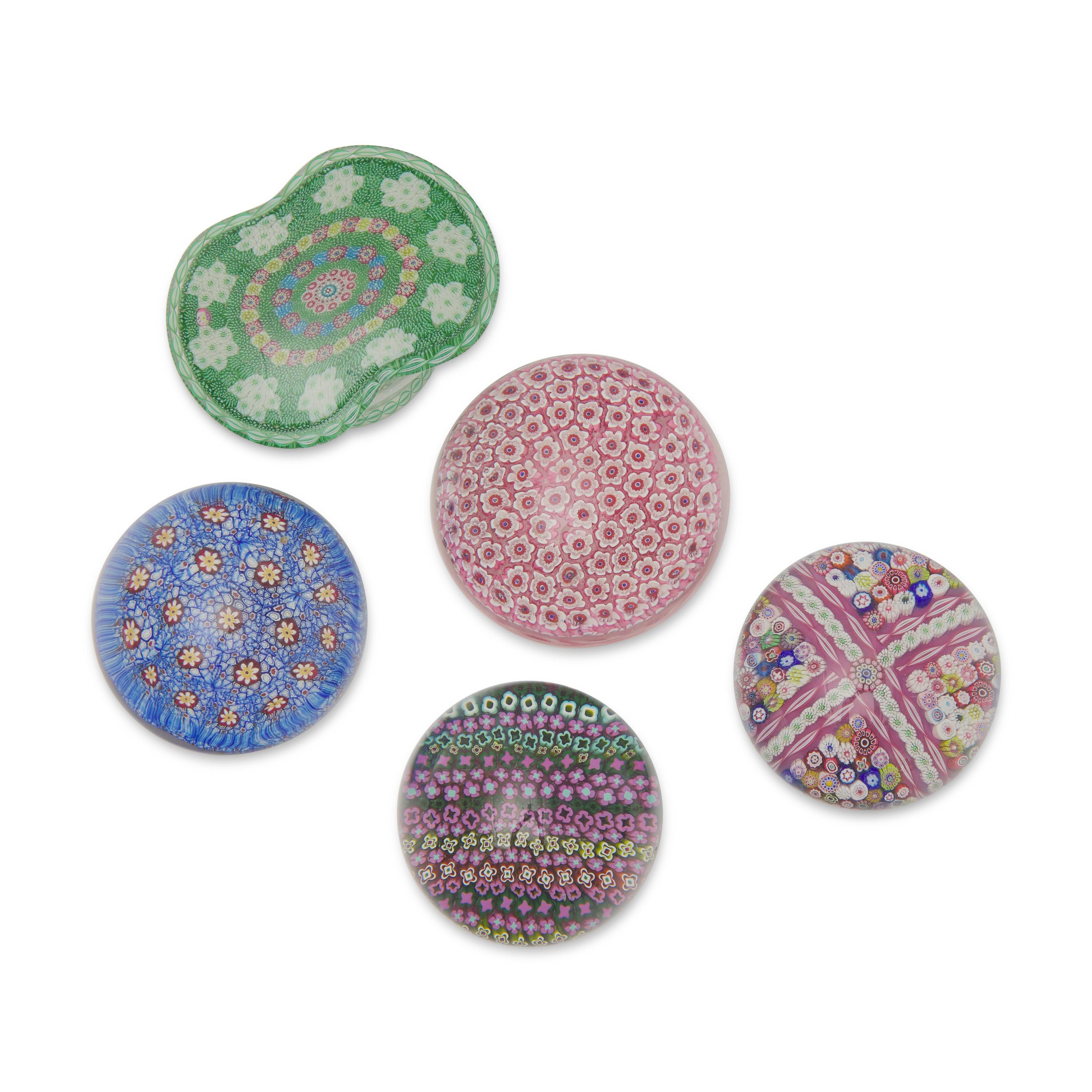 A Group of Five French Glass Paperweights